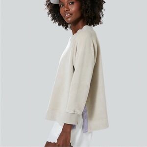 Tuckernuck Gray Velour Pullover with Lavender Grosgrain Trim size Small